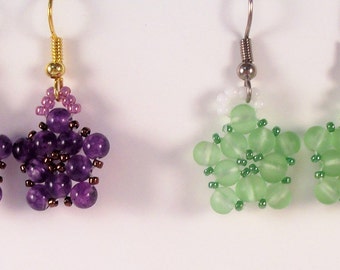 Lil Bundle of Flowers Earring Pattern, Beading Tutorial in PDF