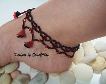 Little Hearts Anklet and Gypsy Anklet Pattern, Beading Tutorial in PDF
