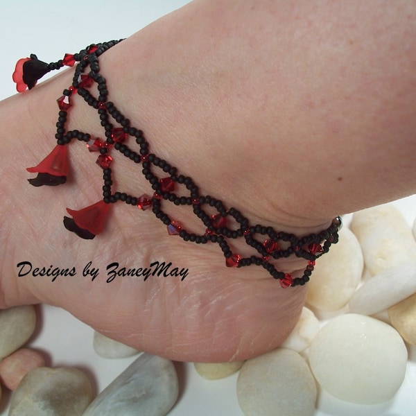 Little Hearts Anklet and Gypsy Anklet Pattern, Beading Tutorial in PDF