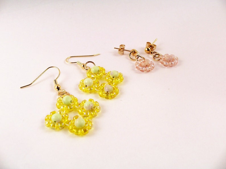 Daisy Earring Patterns, Beading Tutorial in PDF image 2