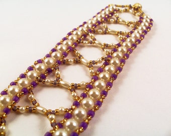Pretty Pearls Bracelet Pattern, Beading Tutorial in PDF