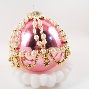 Frosted Pearl Christmas Ornament Cover, Beading Tutorial in PDF image 2