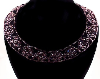 Fire Polished Cluster Collar Necklace Pattern, Beading Tutorial in PDF