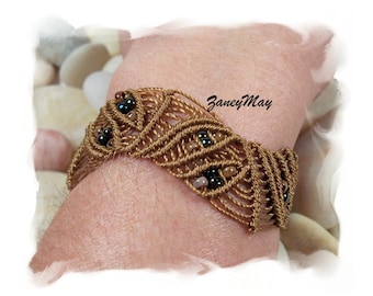 Eyes of Autumn Bracelet, Macrame Pattern in PDF