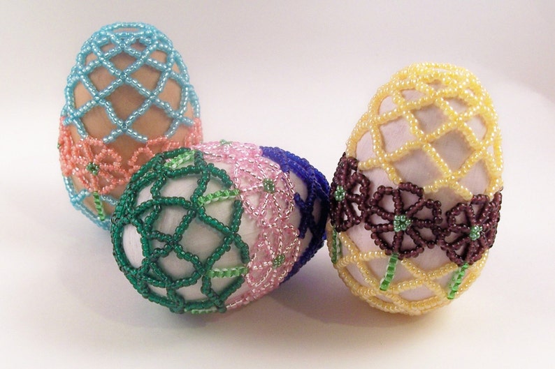 Spring Flower Beaded Easter Egg Pattern, Beading Tutorial in PDF Etsy