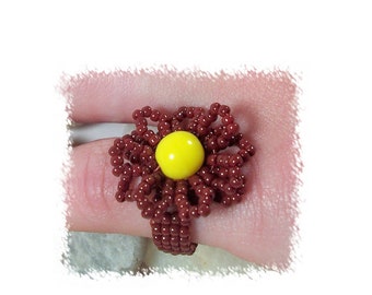 Autumn Blossom Ring, Beading Tutoiral in PDF