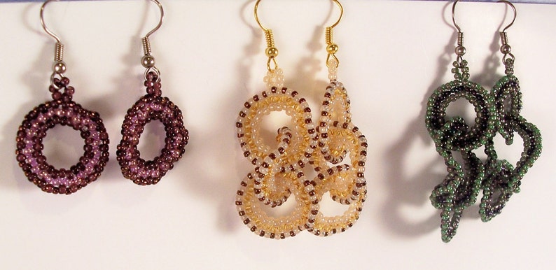Circle and Ruffle Earring Pattern, Beading Tutorial in PDF image 4