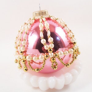 Frosted Pearl Christmas Ornament Cover, Beading Tutorial in PDF image 4