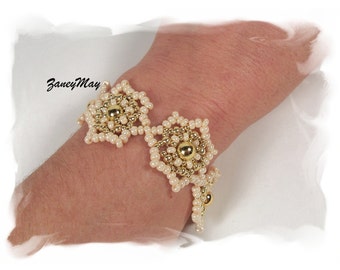 Mandala Snowflake Bracelet Beading Tutorial in PDF