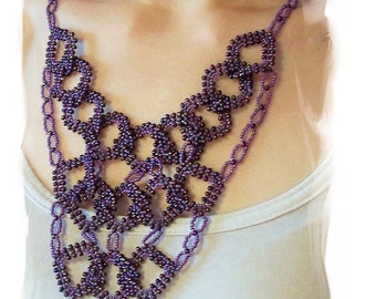 Diamond Link Necklace Pattern, Beading Tutorial in PDF