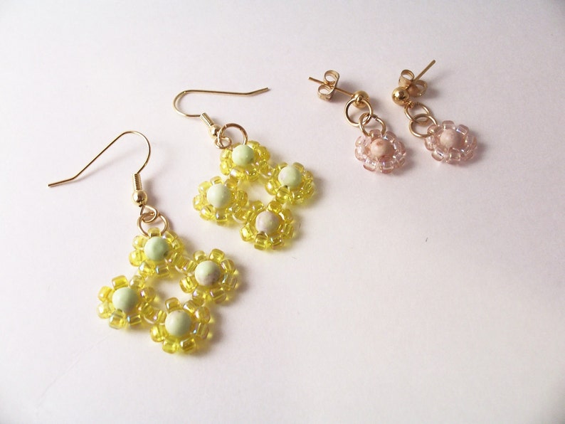 Daisy Earring Patterns, Beading Tutorial in PDF image 3