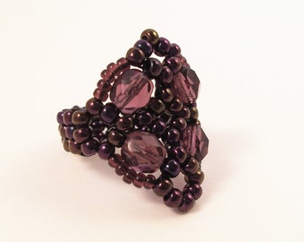 Fire Polished Cluster Ring, Beading Tutorial in PDF