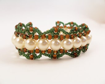 Pearls & Scallops Bracelet, Beading Tutorial in PDF