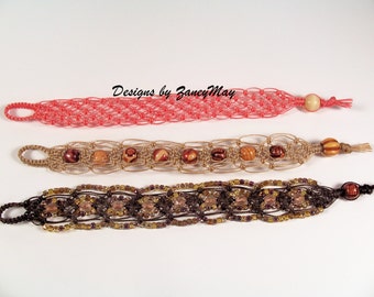 Square Knot Macrame Bracelet, Beading Tutorial in PDF