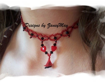 Little Hearts Choker & Necklace Pattern, Beading Tutorial in PDF