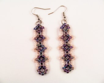 Tiny Diamond Earring Pattern, Beading Tutorial in PDF