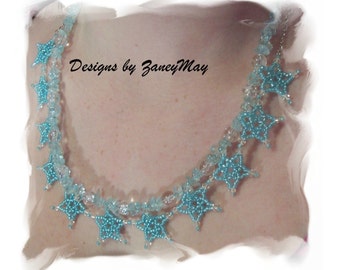 Stars and Chips Necklace Pattern, Beading Tutorial in PDF