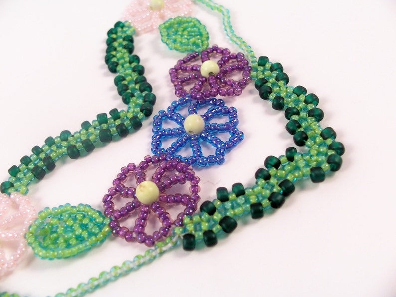 Garden Party Necklace Pattern, Beading Tutorial in PDF image 2