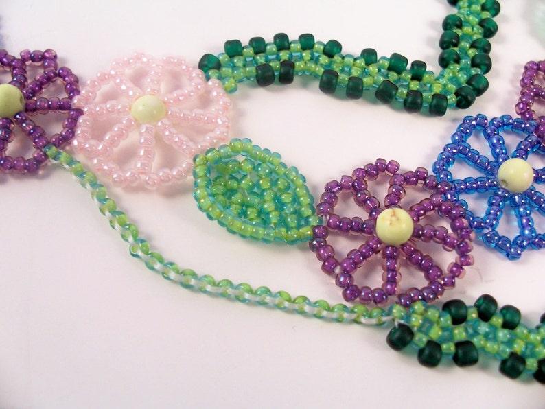 Garden Party Necklace Pattern, Beading Tutorial in PDF image 4