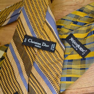 Christian dior silk necktie, yves saint laurent silk necktie, xl gold silk necktie, yellow necktie, big silk necktie, xl silk 70s necktie,