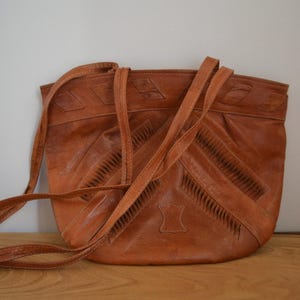 Leather bag, vintage leather bag, 80&#39;s leather bag, brown orange leather bag, 80&#39;s satchel bag, 70&#39;s leather purse, 60&#39;s vintage leather bag