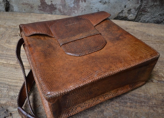 Real Vintage Reptile Bag, Reptile Purse, Vintage Snake Leather Bag