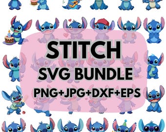 Pacchetto SVG Stitch: Clipart di Lilo e Stitch (file digitali)