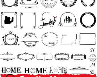 Pacote com 50 Monogramas de Nomes de Família em SVG, Designs Personalizados com Letras Divididas, Arquivos de Corte Personalizados para Cricut para Decoração de Casa e Presentes