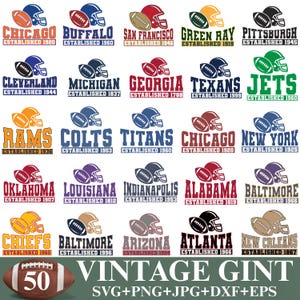 Vintage Giant Football Bundle SVG PNG, Football SVG Designs, Football Team Png, Personalized Football Team, Sports Svg, American Football