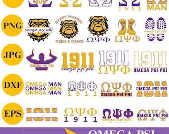 Pacchetto Omega Psi Phi SVG: disegni di confraternite per Cricut e Silhouette