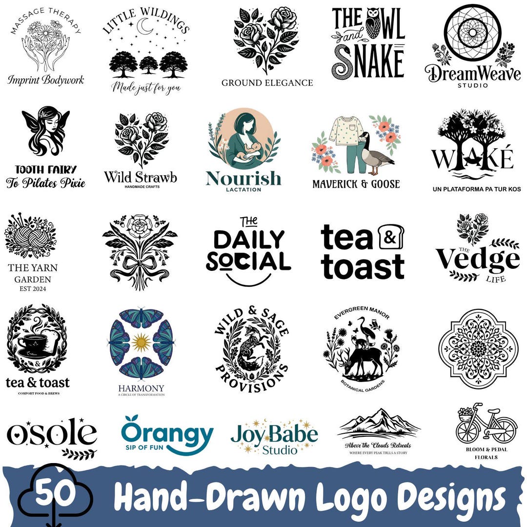Hand Drawn Logo, Logo Design, Logo Design Custom for Business, Logo ...