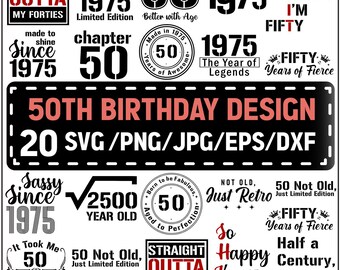 Pacote SVG de 50º aniversário: designs vintage de 1975 (download digital)