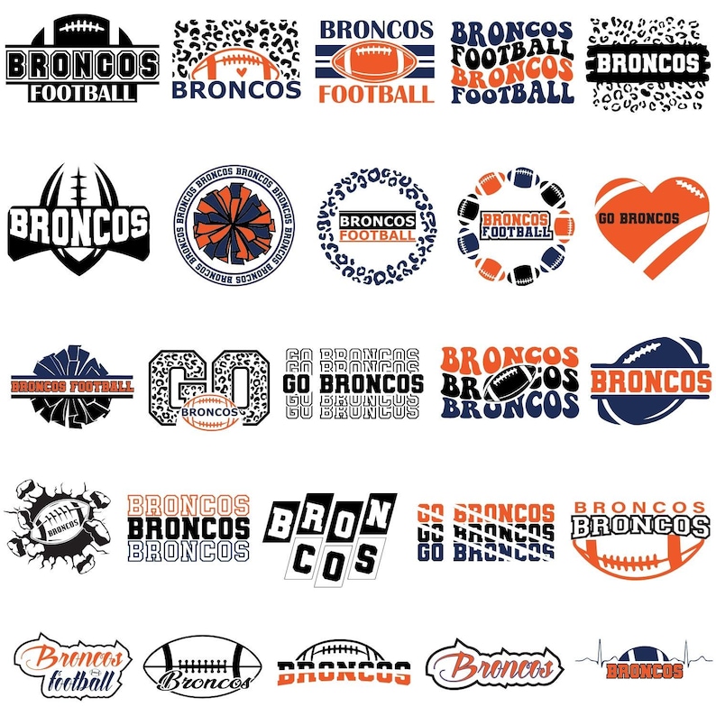 Broncos Football SVG Bundle: Sports Team Cut Files (digital Download - Etsy