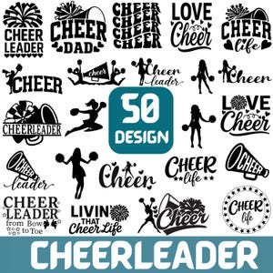 Cheerleader Svg Bundle, Cheer Svg, Cheerleader Clipart, Cheerleading Svg, Cheerleader Silhouette, Cheer Cut File, cheer megaphone, Cheer mom