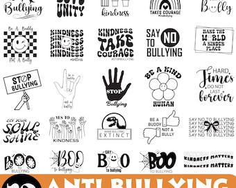 Pacchetto svg antibullismo, gentilezza Svg, fermare il bullismo, porre fine al bullismo Svg, pace amore unità Svg, sii gentile Svg, giorno dell'unità Svg, cura di sé Svg