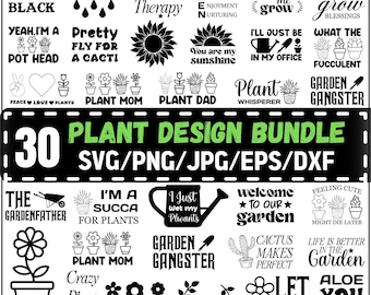 Pacchetto SVG di piante: design di citazioni divertenti, piante da giardino e piante da appartamento (download digitale)