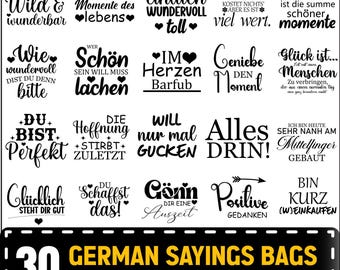 Bundle SVG dictons de sac allemand : fichiers de coupe Cricut & Silhouette