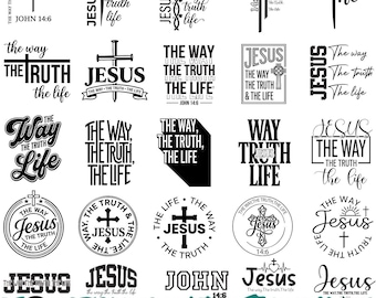 50 La Via La Verità La Vita Svg, Gesù Svg, Croce religiosa Svg, Fede Svg, Citazione biblica Svg, Cristiano Svg, file per Cricut e Silhouette