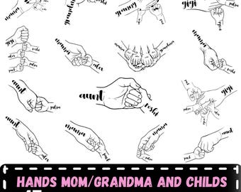 Pacchetto di file SVG per la Festa della Mamma con le mani: nomi personalizzati per bambini (file digitale)