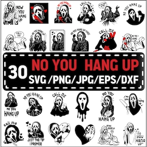 Pacchetto SVG "No You Hang Up", SVG di Halloween, maglietta di San Valentino Ghostface, maglietta divertente di San Valentino, regalo di Halloween, file Cricut, download immediato