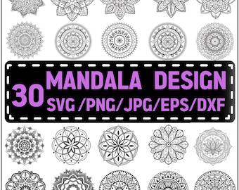 Pacchetto Mandala SVG: grafica dettagliata, design pronti per Cricut (download digitale)