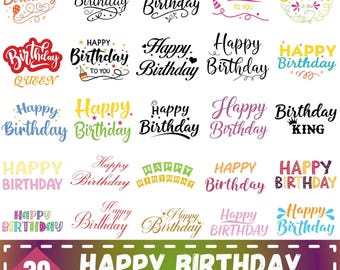 Pacchetto SVG di buon compleanno: disegni di compleanno colorati (download digitale)