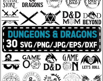 Pacchetto SVG di Dungeons and Dragons: logo D&D, icone, file vettoriali