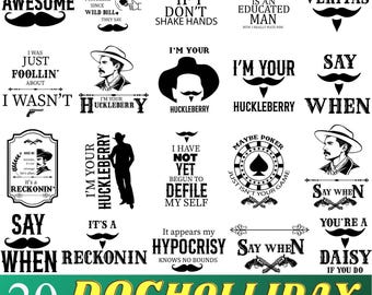 Lot Doc Holliday SVG : motifs occidentaux Pierre tombale (fichiers numériques)