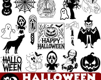 Pacchetto di personaggi di Halloween in formato svg, Mega personaggi horror di Halloween in formato svg, Halloween in formato svg, Film horror in formato svg, Personaggi horror, Download digitale