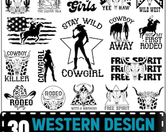 Pacote SVG Ocidental: Clipart de Cowboy Rodeo (Download Digital)