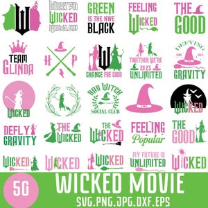 Wicked Svg Bundle, Movie Emblem, Pink & Green Svg, Witch Vintage Emblem, Include Wicked Alphabet Clipart, I Have Been Wicked Change For Good