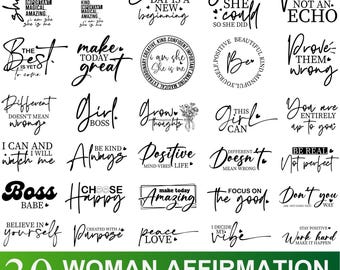 Pacchetto SVG di affermazioni femminili: citazioni ispiratrici (file digitali)