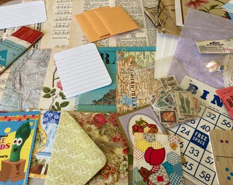 Junk Journaling Mixed 50 Piece Junk Journal Bundle Assorted Ephemera Vintage Scrapbooking Collage Variety Upcycled Recycled