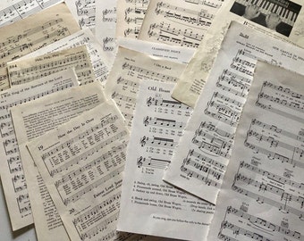 20 Sheet Music Pages Paper Scrapbooking Junk Journal Bundle Collage Crafts